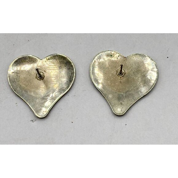 Unique 925 Sterling Silver Heart Art Earrings - Picture 2 of 7